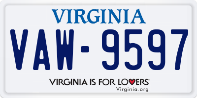 VA license plate VAW9597