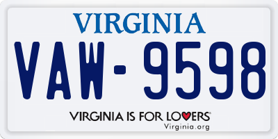 VA license plate VAW9598