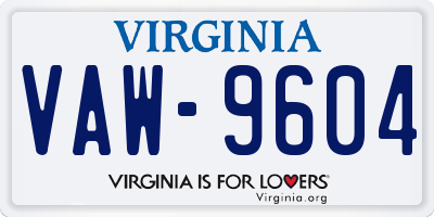 VA license plate VAW9604