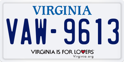 VA license plate VAW9613