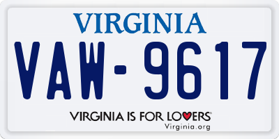 VA license plate VAW9617
