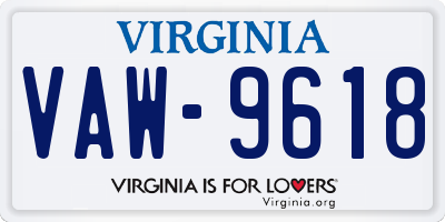 VA license plate VAW9618