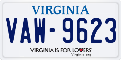 VA license plate VAW9623