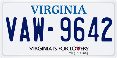 VA license plate VAW9642