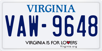 VA license plate VAW9648