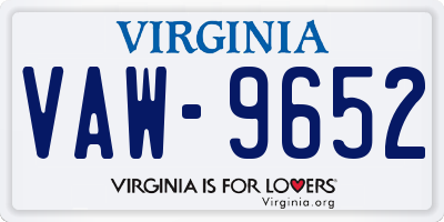 VA license plate VAW9652