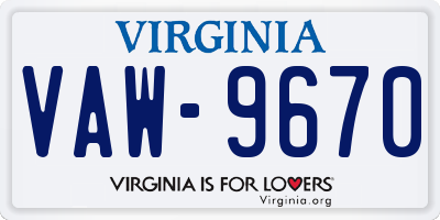 VA license plate VAW9670