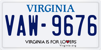 VA license plate VAW9676