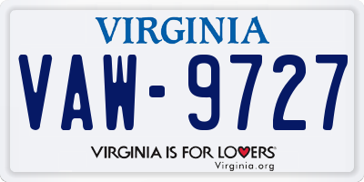 VA license plate VAW9727