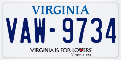 VA license plate VAW9734
