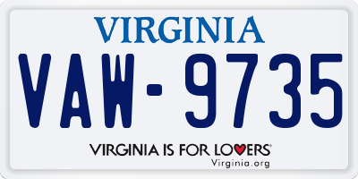 VA license plate VAW9735
