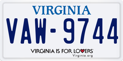 VA license plate VAW9744