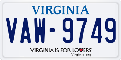 VA license plate VAW9749