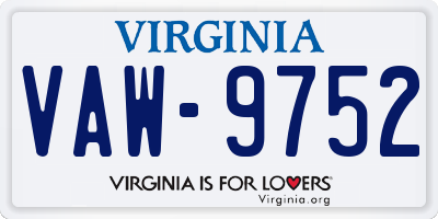VA license plate VAW9752