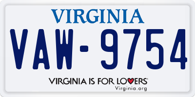 VA license plate VAW9754