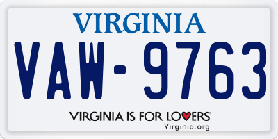 VA license plate VAW9763
