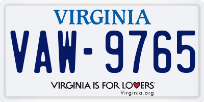 VA license plate VAW9765
