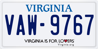 VA license plate VAW9767