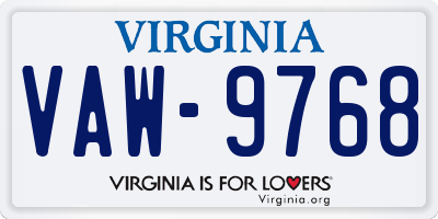 VA license plate VAW9768