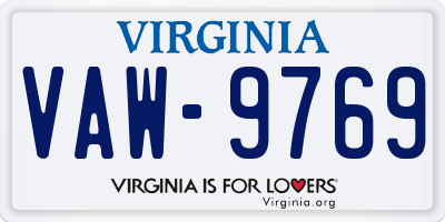 VA license plate VAW9769