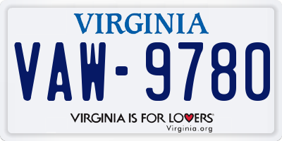 VA license plate VAW9780