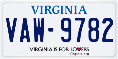 VA license plate VAW9782