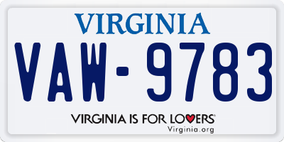 VA license plate VAW9783