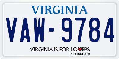 VA license plate VAW9784