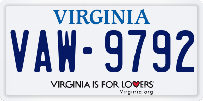 VA license plate VAW9792