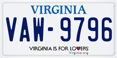 VA license plate VAW9796