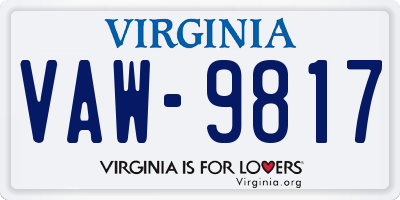 VA license plate VAW9817