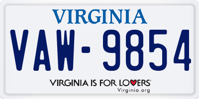 VA license plate VAW9854