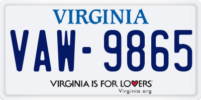 VA license plate VAW9865