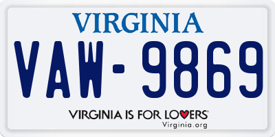 VA license plate VAW9869