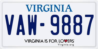 VA license plate VAW9887