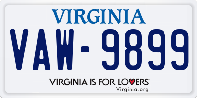 VA license plate VAW9899
