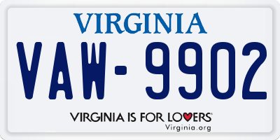 VA license plate VAW9902