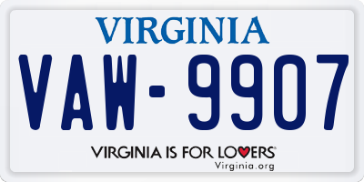 VA license plate VAW9907
