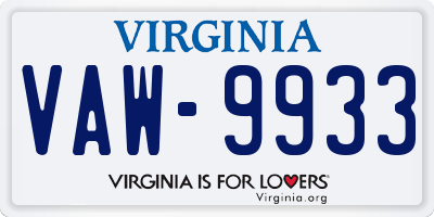 VA license plate VAW9933