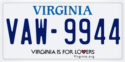 VA license plate VAW9944
