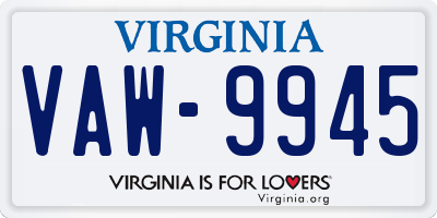 VA license plate VAW9945
