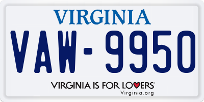 VA license plate VAW9950