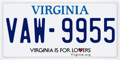 VA license plate VAW9955