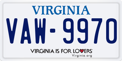 VA license plate VAW9970