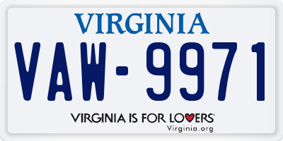 VA license plate VAW9971