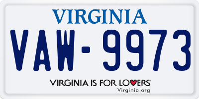 VA license plate VAW9973