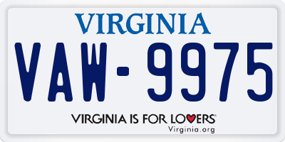 VA license plate VAW9975