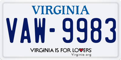 VA license plate VAW9983