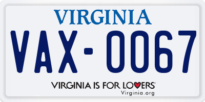 VA license plate VAX0067