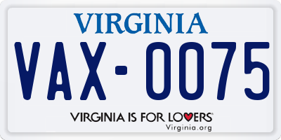 VA license plate VAX0075